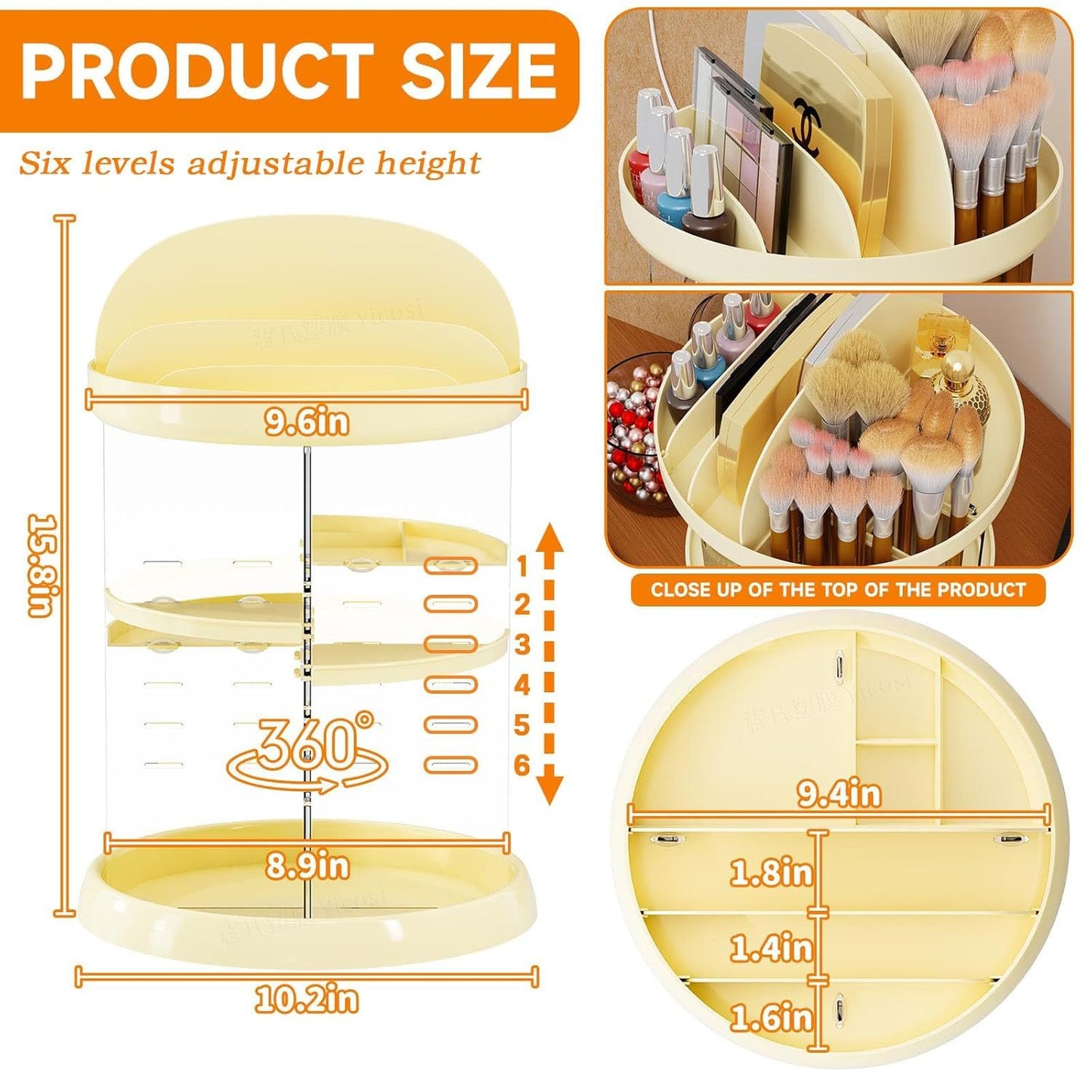 360 Rotating Skincare or Makeup Organizer For Vanity Storage Adjustable Spinning Beauty And Skincare Organizer,Clear Acrylic Carousel Cosmetic Display Cases,Bathroom Counter Lazy Susan Skin Care Holder