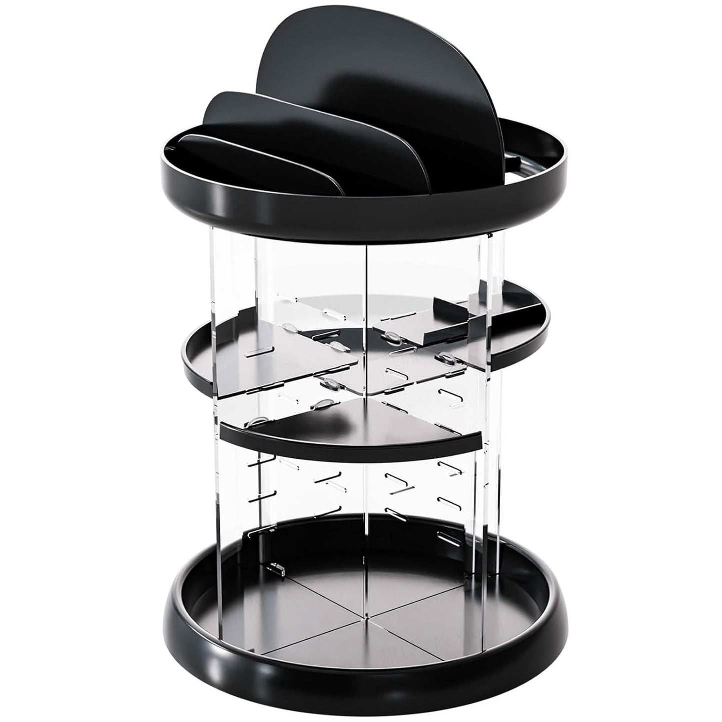360 Rotating Skincare or Makeup Organizer For Vanity Storage Adjustable Spinning Beauty And Skincare Organizer,Clear Acrylic Carousel Cosmetic Display Cases,Bathroom Counter Lazy Susan Skin Care Holder