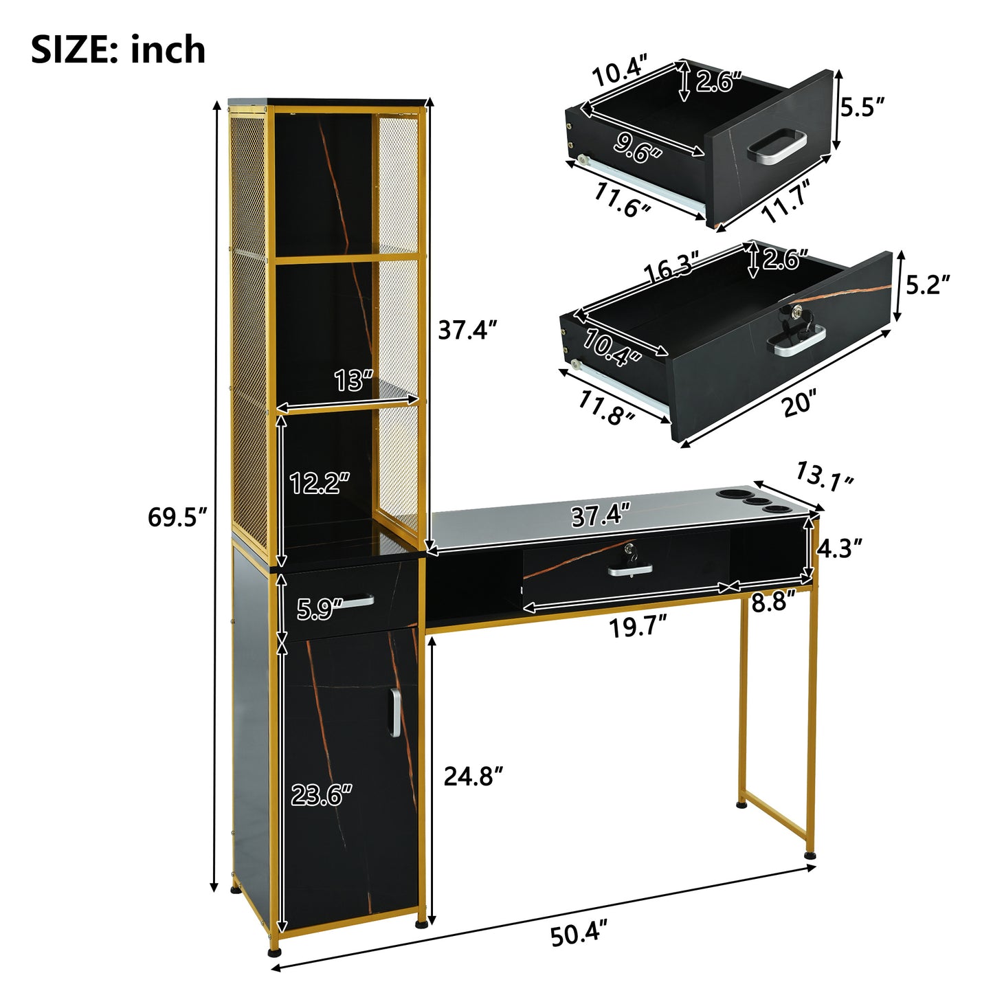 Gold & Black Metal Beauty Spa Equipment