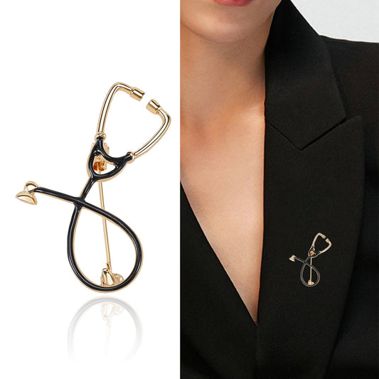 Creative Personality Doctor,Nurse Stethoscope Brooch, Medical Staff Work Badge Pin Cardigan Coat Accessories