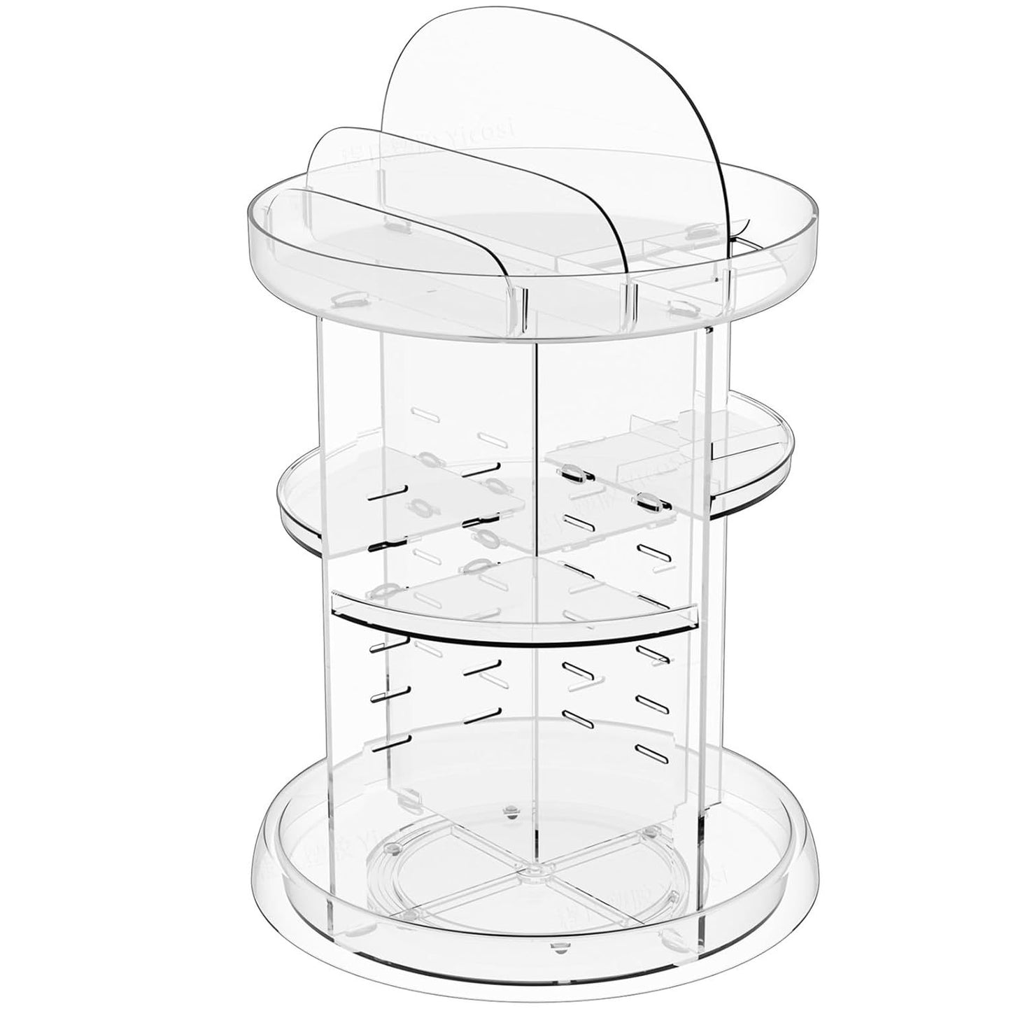 360 Rotating Skincare or Makeup Organizer For Vanity Storage Adjustable Spinning Beauty And Skincare Organizer,Clear Acrylic Carousel Cosmetic Display Cases,Bathroom Counter Lazy Susan Skin Care Holder
