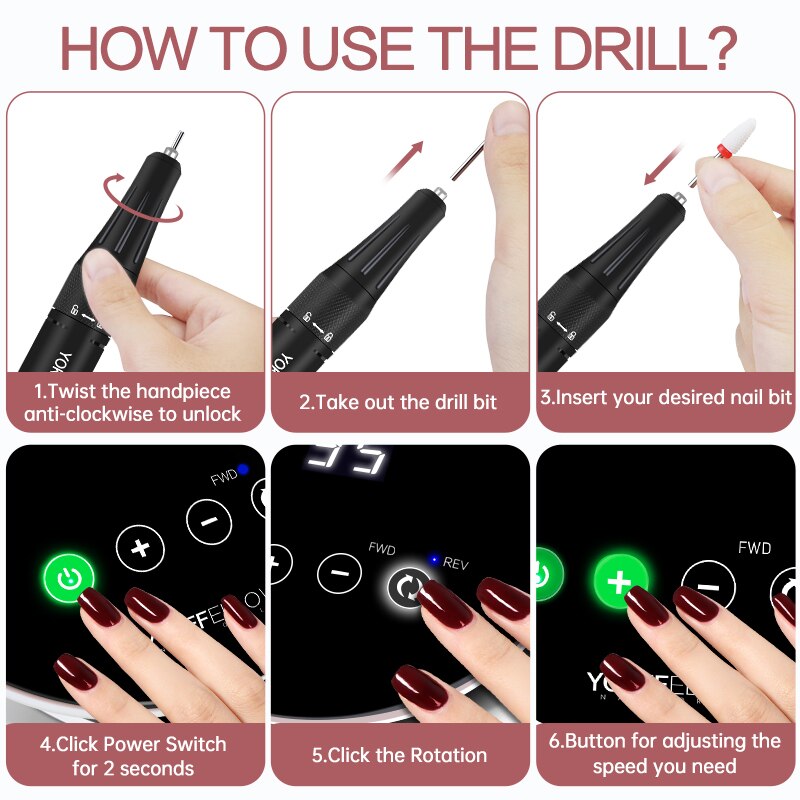 35000RPM Nail Drill Machine  For Manicure Nail File With Touch Screen Acrylic Electric Nail Drill Milling Cutter Nail Art Tools