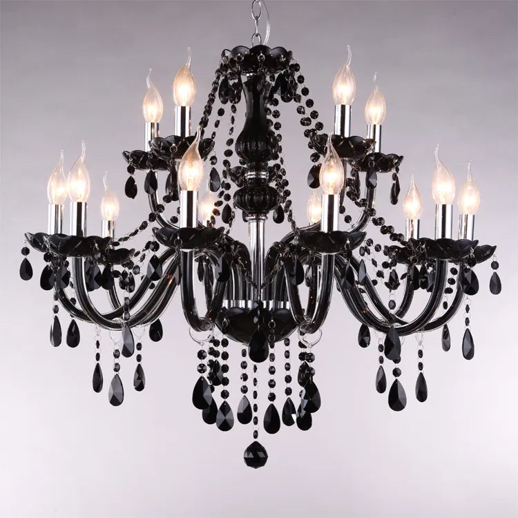 18/15/10/8/6 Arms Luxury Black Crystal Chandelier Lighting Candle Lamp Brief Fashion Living Room Bedroom Fixture