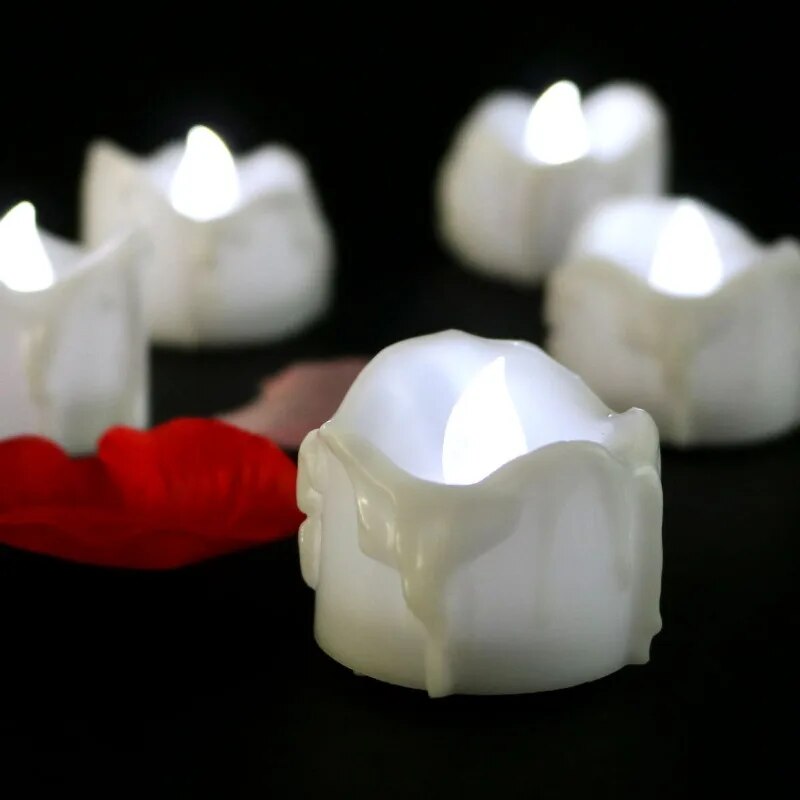 6/12Pcs Flickering LED Candles Warm White/Yellow Electric Candle Flameless Tealights for Wedding Valentine's Day Decoration
