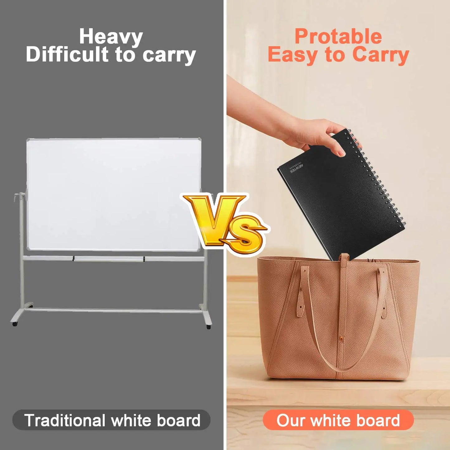 A4 Size Whiteboard Notebook Dry Erase Board reusable Notebook Meeting Notebook White Board with Pen Presentation Supplies
