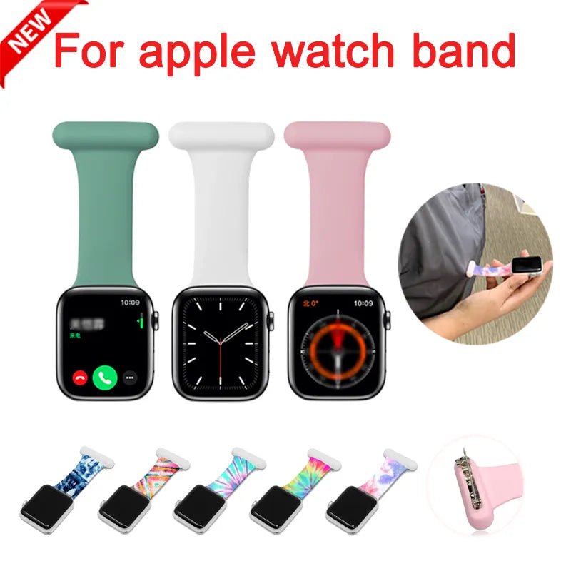 New Nurse Watch Pin Bracelet for Apple Watch Band 38mm 42mm 44mm 40mm Silicone Band for Iwatch Series 6 4 5 6 Se 8 7 Accessories