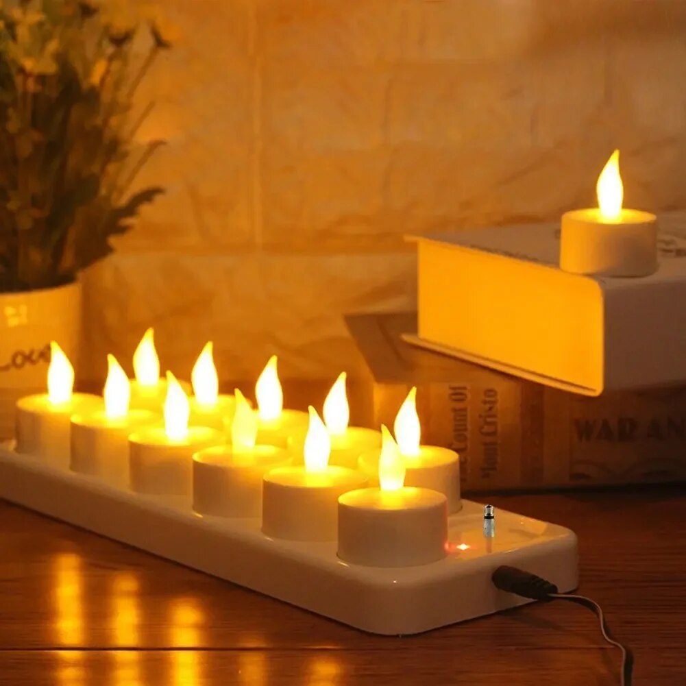 12pcs Rechargeable Led Candle Flameless TeaLight Electric Candle