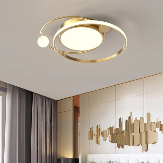 New Ring Round Gold Simple Design Remote Control Light Modern Led Chandelier Ceiling Lamp