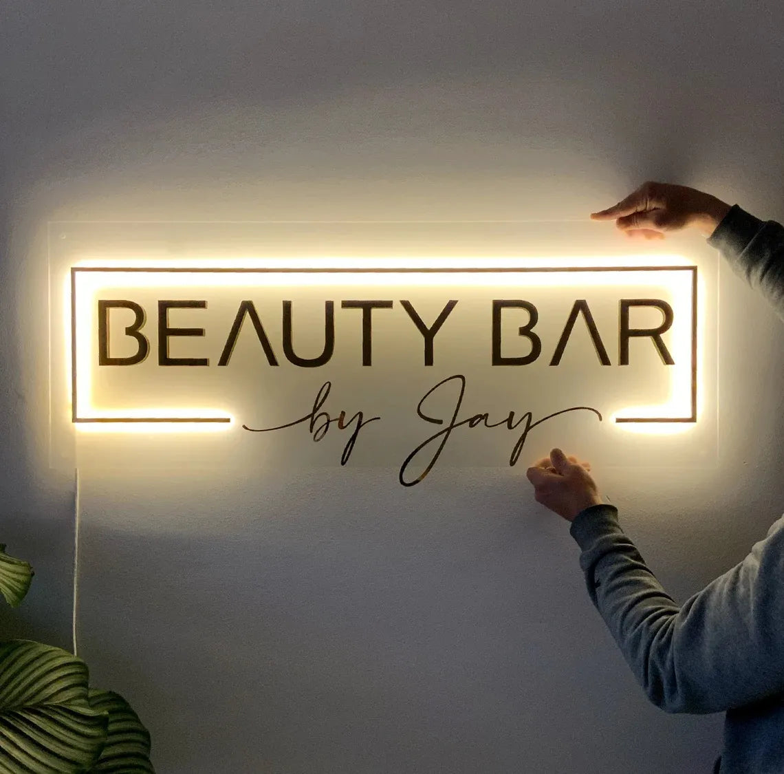 Custom 3D Acrylic Sign Business Logo Metal Signboard Company Name Beauty Salon Nail Hair Studio LED Neon Light Office Decor