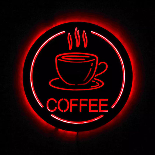 Coffee Station LED Sign Mirror Light