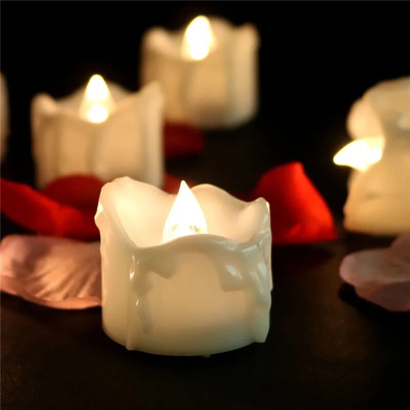 6/12Pcs Flickering LED Candles Warm White/Yellow Electric Candle Flameless Tealights for Wedding Valentine's Day Decoration